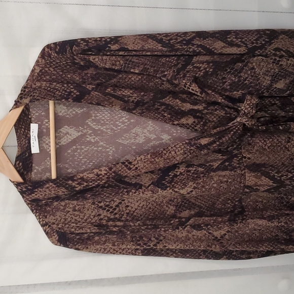 Tahari Wilemina Snakeskin Faux Wrap Dress - Picture 3 of 7